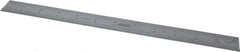 SPI - 12" Long, 1/100, 1/64, 1/50, 1/32" Graduation, Rigid Steel Rule - 16R Graduation Style, 1" Wide, Silver, Satin Chrome Finish - Industrial Tool & Supply