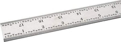 SPI - 18" Long, 1/100, 1/64, 1/32, 1/10" Graduation, Rigid Steel Rule - 5R Graduation Style, 1-1/8" Wide, Silver, Satin Chrome Finish - Industrial Tool & Supply