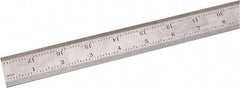 SPI - 18" Long, 1/100, 1/64, 1/50, 1/32" Graduation, Rigid Steel Rule - 16R Graduation Style, 1-1/8" Wide, Silver, Satin Chrome Finish - Industrial Tool & Supply
