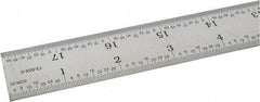 SPI - 18" Long, 1/64, 1/32" and 0.5, 1mm Graduation, Rigid Steel Rule - English/Metric Graduation Style, 1-1/8" Wide, Silver, Satin Chrome Finish - Industrial Tool & Supply