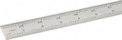 SPI - 24" Long, 1/64, 1/50, 1/32, 1/10" Graduation, Rigid Steel Rule - 3R Graduation Style, 1-1/8" Wide, Silver, Satin Chrome Finish - Industrial Tool & Supply