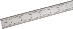 SPI - 24" Long, 1/64, 1/32, 1/16, 1/8" Graduation, Rigid Steel Rule - 4R Graduation Style, 1-1/8" Wide, Silver, Satin Chrome Finish - Industrial Tool & Supply