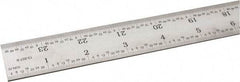 SPI - 24" Long, 1/100, 1/64, 1/32, 1/10" Graduation, Rigid Steel Rule - 5R Graduation Style, 1-1/8" Wide, Silver, Satin Chrome Finish - Industrial Tool & Supply