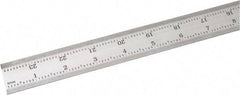 SPI - 24" Long, 1/100, 1/64, 1/50, 1/32" Graduation, Rigid Steel Rule - 16R Graduation Style, 1-1/8" Wide, Silver, Satin Chrome Finish - Industrial Tool & Supply