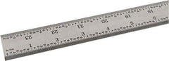 SPI - 24" Long, 1/64, 1/32" and 0.5, 1mm Graduation, Rigid Steel Rule - English/Metric Graduation Style, 1-1/8" Wide, Silver, Satin Chrome Finish - Industrial Tool & Supply