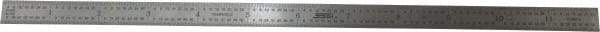 SPI - 12" Long, 1/100, 1/64, 1/32, 1/10" Graduation, Flexible Stainless Steel Rule - 5R Graduation Style, 1/2" Wide, Silver, Polished Finish - Industrial Tool & Supply