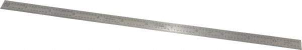 SPI - 12" Long, 1/100, 1/64, 1/50, 1/32" Graduation, Flexible Stainless Steel Rule - 16R Graduation Style, 1/2" Wide, Silver, Polished Finish - Industrial Tool & Supply