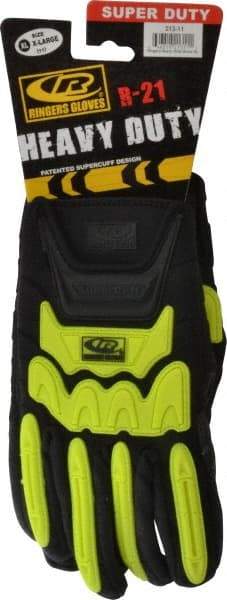 Ringers Gloves - Size XL (11) Synthetic Blend General Protection Work Gloves - For Mechanic's & Lifting, Uncoated, Hook & Loop Cuff, Full Fingered, Black, Paired - Industrial Tool & Supply
