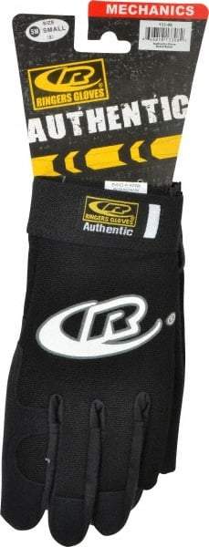 Ringers Gloves - Size S (8) Synthetic Leather General Protection Work Gloves - For Mechanic's & Lifting, Uncoated, Hook & Loop Cuff, Full Fingered, Black, Paired - Industrial Tool & Supply