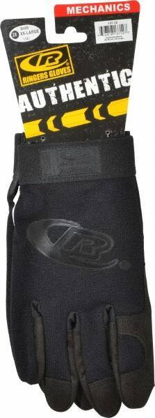 Ringers Gloves - Size 2XL (12) Synthetic Leather General Protection Work Gloves - For Mechanic's & Lifting, Uncoated, Hook & Loop Cuff, Full Fingered, Black, Paired - Industrial Tool & Supply