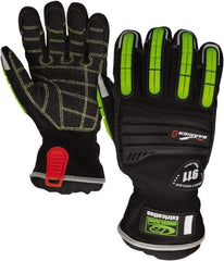 Ringers Gloves - Size XL (11), Kevlar/Thermal Plastic Rubber Cut Resistant Gloves - Elastic Cuff, Black w/ Reflective Panels, Paired - Industrial Tool & Supply