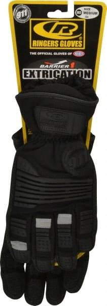 Ringers Gloves - Size M (9), Kevlar/Thermal Plastic Rubber Cut Resistant Gloves - Elastic Cuff, Black w/ Reflective Panels, Paired - Industrial Tool & Supply