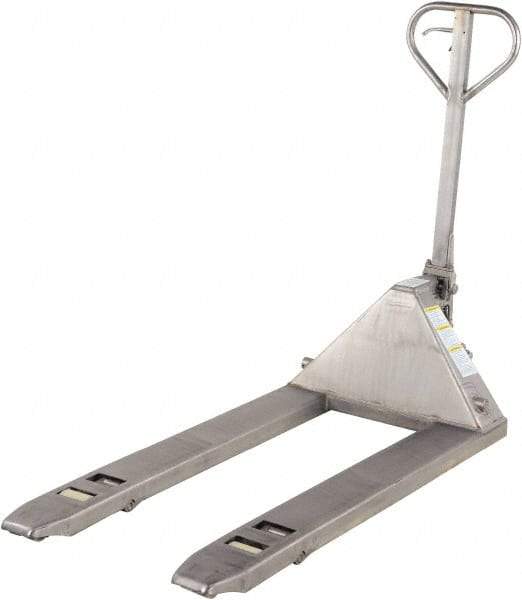 Vestil - 5,500 Lb Capacity, 7-3/4" Lift Stainless Steel Pallet Truck - 2-7/8" Min Lift Height, 48" Fork Length x 27" Fork Width, 27" Overall Width - Industrial Tool & Supply