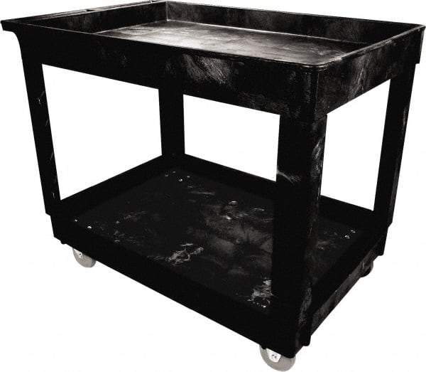 Rubbermaid - 300 Lb Capacity, 24" Wide x 40" Long x 32-3/8" High Standard Utility Cart - 2 Shelf, Plastic - Industrial Tool & Supply