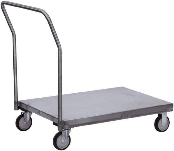 Jamco - 1,200 Lb Capacity Platform Truck - Stainless Steel Deck, 48" OAW, 9" Platform Height, Urethane Casters - Industrial Tool & Supply