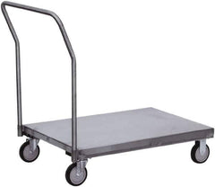 Jamco - 1,200 Lb Capacity Platform Truck - Stainless Steel Deck, 48" OAW, 9" Platform Height, Urethane Casters - Industrial Tool & Supply