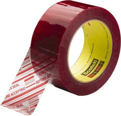 3M - 2" x 110 Yd Clear & Red Rubber Adhesive Sealing Tape - Polypropylene Film Backing, 1.9 mil Thick, 44 Lb Tensile Strength, Series 3779 - Industrial Tool & Supply