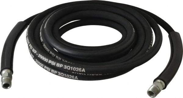 Value Collection - 1/4" Inside Diam x 3/8 NPT 20' Hydraulic Pump Hose - 10,000 psi, 59755199 Opposite End, Rubber - Industrial Tool & Supply