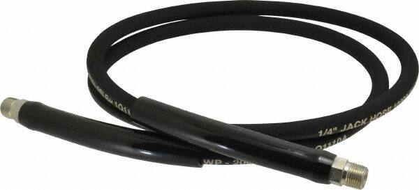 Value Collection - 1/4" Inside Diam x 3/8 NPT 6' Hydraulic Pump Hose - 10,000 psi, 3/8 NPTF Male Opposite End, Rubber - Industrial Tool & Supply