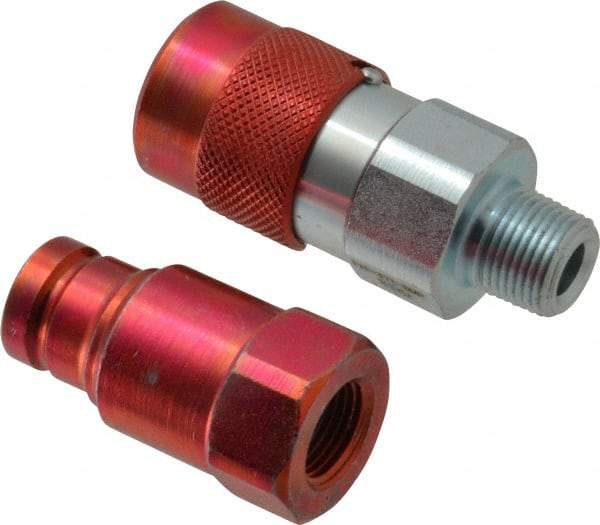 Value Collection - 3/8 NPTF Steel Hydraulic Hose Flush Face Coupler Set - Industrial Tool & Supply
