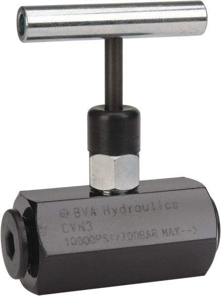 Value Collection - 3/8-18 Inlet Steel Hydraulic Control Valve - 3/8-18 Thread, 10,000 psi, 1.45" Wide x 2.52" Long - Industrial Tool & Supply