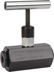 Value Collection - 3/8-18 Inlet Steel Hydraulic Control Valve - 3/8-18 Thread, 10,000 psi, 1.45" Wide x 2.52" Long - Industrial Tool & Supply