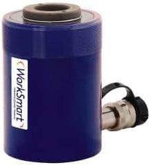 Value Collection - 30 Ton, 2.52" Stroke, 15.93 Cu In Oil Capacity, Portable Hydraulic Hollow Hole Cylinder - 6.32 Sq In Effective Area, 7.05" Lowered Ht., 9.57" Max Ht., 2.84" Cyl Bore Diam, 2.48" Plunger Rod Diam, 10,000 Max psi - Industrial Tool & Supply
