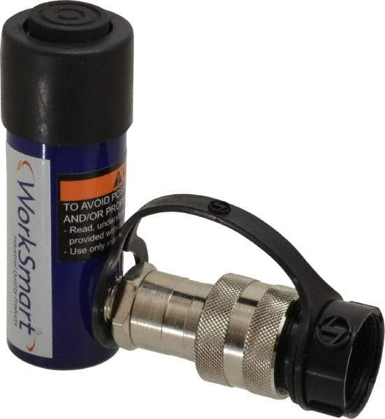 Value Collection - 5 Ton, 1" Stroke, 1 Cu In Oil Capacity, Portable Hydraulic Single Acting Cylinder - 1 Sq In Effective Area, 4.58" Lowered Ht., 5.58" Max Ht., 1.13" Cyl Bore Diam, 1" Plunger Rod Diam, 10,000 Max psi - Industrial Tool & Supply