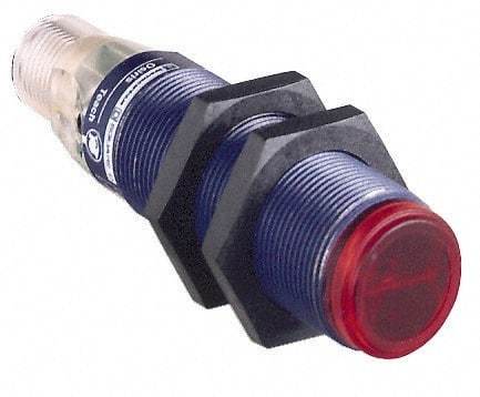 Telemecanique Sensors - 4 Pin M12 Connector, 0.1m Nominal Distance, Shock and Vibration Resistant, Diffused Photoelectric Sensor - 12 to 24 VDC, 500 Hz, PBT, 60mm Long x 18mm Wide - Industrial Tool & Supply