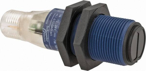 Telemecanique Sensors - 4 Pin M12 Connector, 4m Nominal Distance, Shock and Vibration Resistant, Retroreflective Photoelectric Sensor - 12 to 24 VDC, 500 Hz, PBT, 2.36 Inch Long x 0.71 Inch Wide - Industrial Tool & Supply