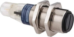 Telemecanique Sensors - 4 Pin M12 Connector, 4m Nominal Distance, Shock and Vibration Resistant, Retroreflective Photoelectric Sensor - 12 to 24 VDC, 500 Hz, Nickel Plated Brass, 2.36 Inch Long x 0.71 Inch Wide - Industrial Tool & Supply
