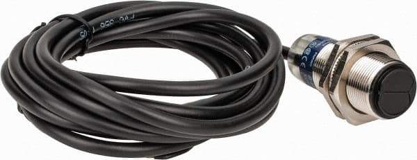 Telemecanique Sensors - Cable Connector, 4m Nominal Distance, Shock and Vibration Resistant, Retroreflective Photoelectric Sensor - 12 to 24 VDC, 500 Hz, Nickel Plated Brass, 46mm Long x 18mm Wide - Industrial Tool & Supply