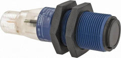 Telemecanique Sensors - 4 Pin M12 Connector, 15m Nominal Distance, Shock and Vibration Resistant, Through Beam Photoelectric Sensor - 12 to 24 VDC, 500 Hz, PBT, 60mm Long x 18mm Wide - Industrial Tool & Supply