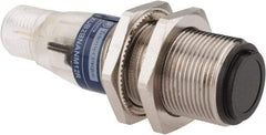 Telemecanique Sensors - 4 Pin M12 Connector, 15m Nominal Distance, Shock and Vibration Resistant, Through Beam Photoelectric Sensor - 12 to 24 VDC, 500 Hz, Nickel Plated Brass, 2.36 Inch Long x 0.71 Inch Wide - Industrial Tool & Supply
