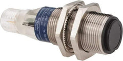 Telemecanique Sensors - 4 Pin M12 Connector, 15m Nominal Distance, Shock and Vibration Resistant, Through Beam Photoelectric Sensor - 12 to 24 VDC, 500 Hz, Nickel Plated Brass, 2.36 Inch Long x 0.71 Inch Wide - Industrial Tool & Supply