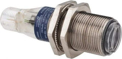 Telemecanique Sensors - 4 Pin M12 Connector, 0.1m Nominal Distance, Shock and Vibration Resistant, Diffused Photoelectric Sensor - 12 to 24 VDC, 500 Hz, Nickel Plated Brass, 2.36 Inch Long x 0.71 Inch Wide - Industrial Tool & Supply
