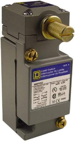 Square D - DPDT, 2NC/2NO, 600 Volt Screw Terminal, Rotary Head Actuator, General Purpose Limit Switch - 1, 2, 4, 6, 12, 13, 6P NEMA Rating, IP67 IPR Rating - Industrial Tool & Supply