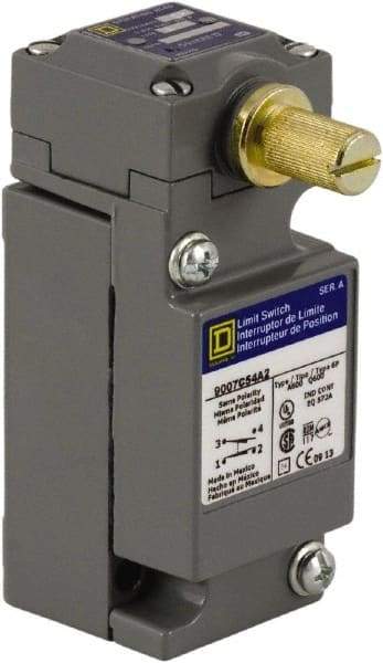 Square D - SPDT, NC/NO, 250 VDC at 0.11 Amp, 600 VAC at 1.20 Amp, Screw Terminal, Rotary Head Actuator, General Purpose Limit Switch - 1, 2, 4, 6, 12, 13, 6P NEMA Rating, IP66 IPR Rating - Industrial Tool & Supply