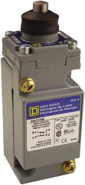 Square D - DPDT, 2NC/2NO, 600 Volt, Screw Terminal, Plunger Actuator, General Purpose Limit Switch - 1, 2, 4, 6, 12, 13, 6P NEMA Rating, IP67 IPR Rating - Industrial Tool & Supply
