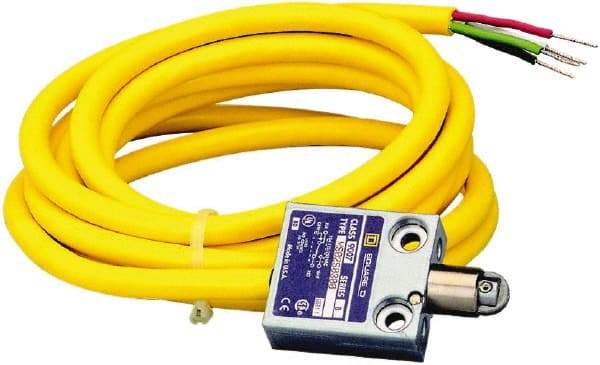 Square D - SPDT, NC/NO, 240 VAC, Prewired Terminal, Roller Plunger Actuator, General Purpose Limit Switch - 1, 2, 4, 6, 6P NEMA Rating, IP67 IPR Rating, 80 Ounce Operating Force - Industrial Tool & Supply
