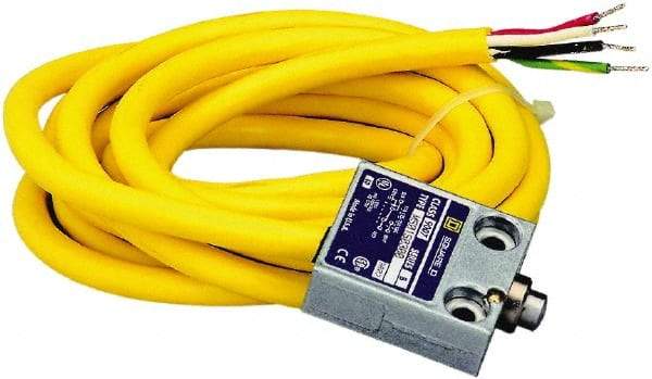 Square D - SPDT, NC/NO, Multiple VDC Levels, Prewired Terminal, Plunger Actuator, General Purpose Limit Switch - 1, 2, 4, 6, 6P NEMA Rating, IP67 IPR Rating, 80 Ounce Operating Force - Industrial Tool & Supply