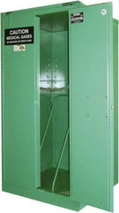 Securall Cabinets - 1 Door, Green Steel Standard Safety Cabinet for Flammable and Combustible Liquids - 46" High x 43" Wide x 18" Deep, Self Closing Door, 3 Point Key Lock, H Cylinder Capacity - Industrial Tool & Supply