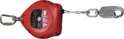 Miller - 30' Long, 310 Lb Capacity, Galvanized Wire Rope Self-Retracting Lifeline - 0.187" Diam, Swivel Locking Snap Hook Connector with Load Indicator, Stainless Steel Swivel/Self-Locking Carabiner Connector - Industrial Tool & Supply