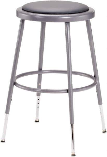 NPS - 18 Inch High, Stationary Adjustable Height Stool - 16 Inch Deep x 16 Inch Wide, Vinyl Seat, Grey - Industrial Tool & Supply