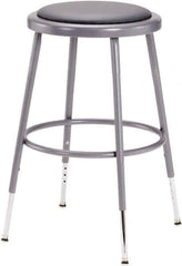 NPS - 18 Inch High, Stationary Adjustable Height Stool - 16 Inch Deep x 16 Inch Wide, Vinyl Seat, Grey - Industrial Tool & Supply