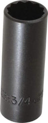 Proto - 3/4", 3/8" Drive, Deep Hand Socket - 12 Points, 2-3/4" OAL, Alloy Steel, Black Finish - Industrial Tool & Supply