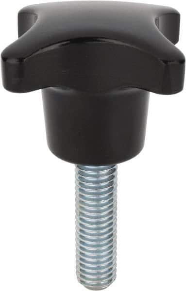 Morton Machine Works - 63mm Head Diam, 4 Point 4 Prong Knob - M12 Stem, Glass Fiber Reinforced Plastic, Black - Industrial Tool & Supply