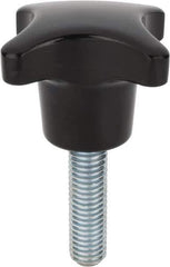 Morton Machine Works - 63mm Head Diam, 4 Point 4 Prong Knob - M12 Stem, Glass Fiber Reinforced Plastic, Black - Industrial Tool & Supply