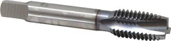 OSG - 5/8-11 UNC, 3 Flute, TiCN Finish, Vanadium High Speed Steel Spiral Point Tap - Plug Chamfer, Right Hand Thread, 3-13/16" OAL, 1-13/16" Thread Length, 0.48" Shank Diam, 3B Class of Fit - Exact Industrial Supply