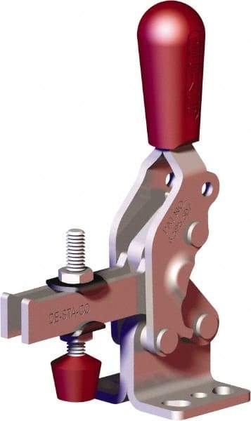 De-Sta-Co - 607 Lb Holding Capacity, Vertical Handle, Manual Hold Down Toggle Clamp - 72° Handle Movement, 90° Bar Opening, U-Bar, Flanged Base, Carbon Steel - Industrial Tool & Supply